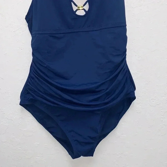 Bleu Rod Beattie Navy High Neck Strappy Swimsuit Size 6 - Picture 4 of 7